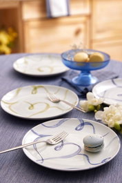Hermia Juego de Servir Pasteles Azul de 4 Piezas